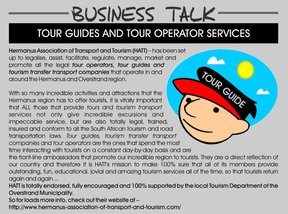 Tour Guides, Tours and Tourism transport Hermanus