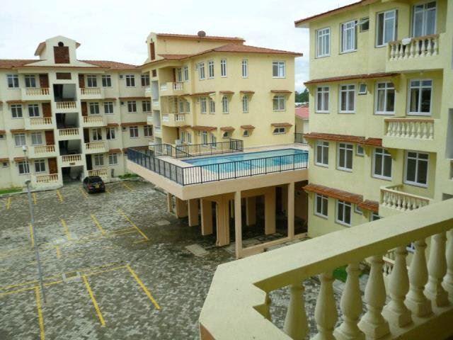 Swimming pool and parking area