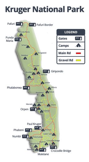 Kruger National Park Gates And Camps Map