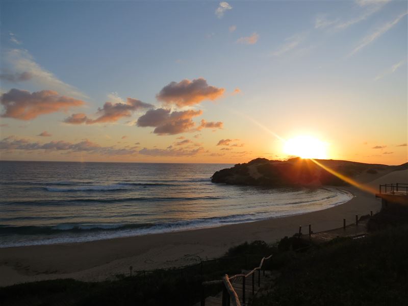 Sun rising over the protected bay