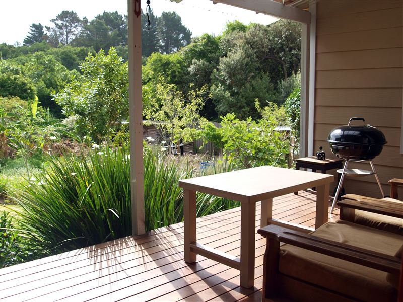 Seat down and relax to birds songs in the garden, facing the forest. Perfect spot for a braai