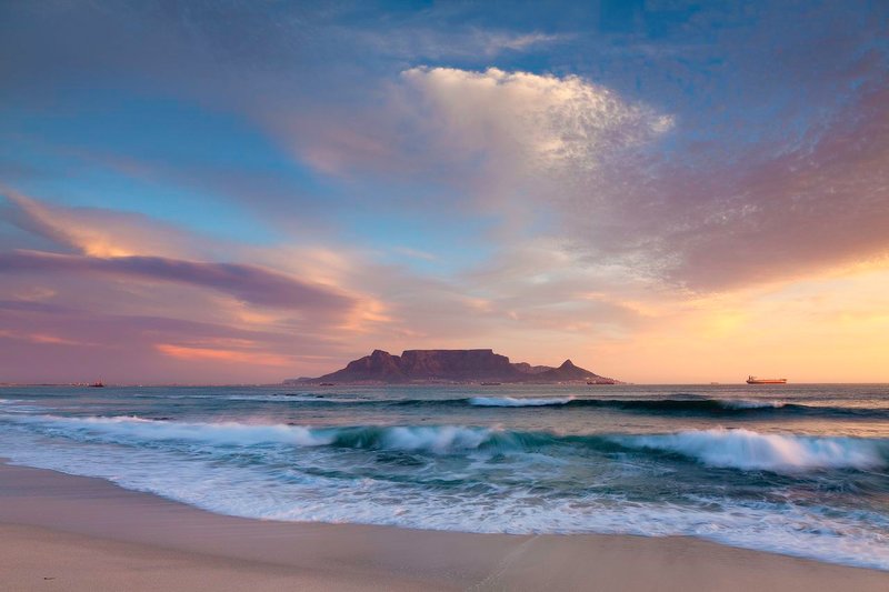 View of Table Mountain from Bloubergstrand beach